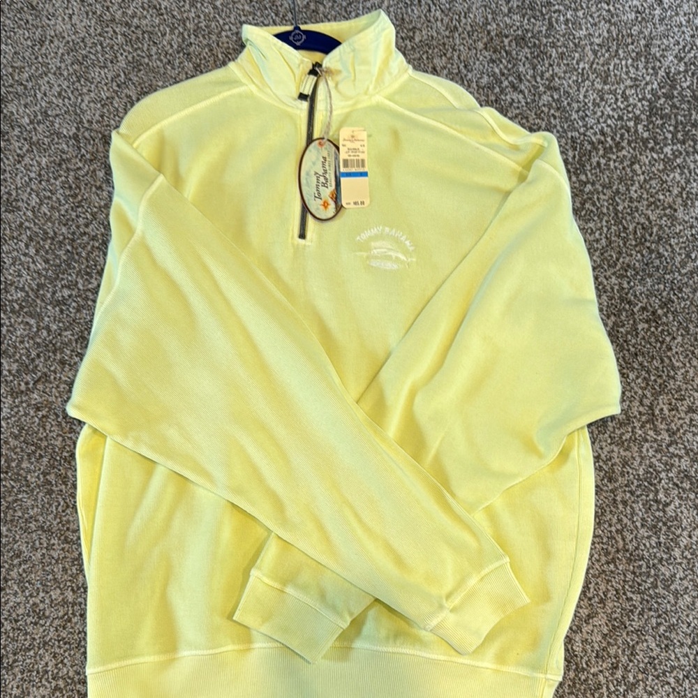 Tommy Bahama Yellow Zip Up Sweater